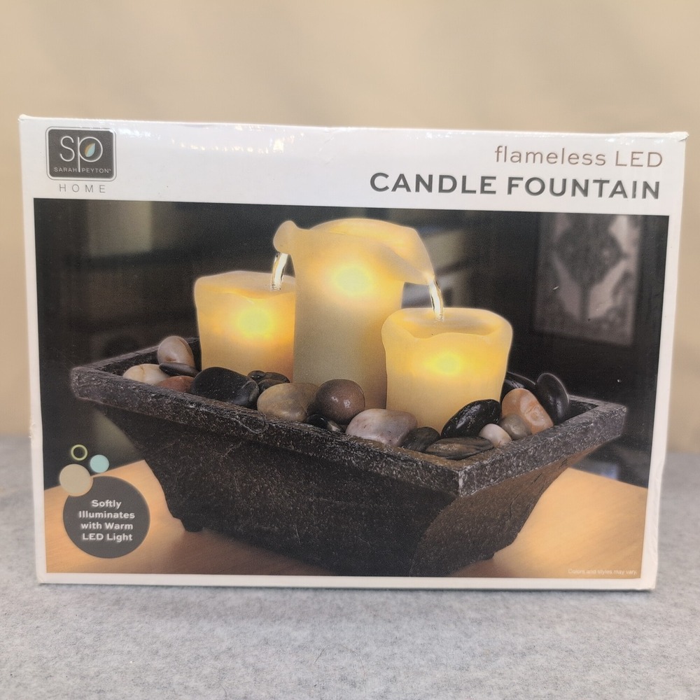 Sarah Peyton Home Flameless LED‎ Candle Fountain Water Feature Rocks Battery Op